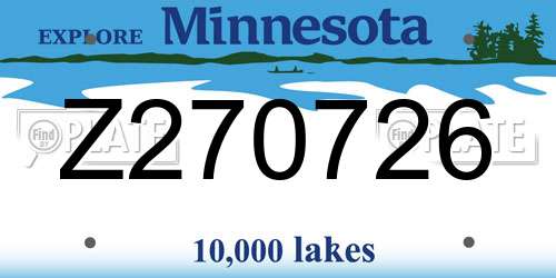 Z270726 Minnesota License Plate