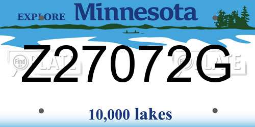 Z27072G Minnesota License Plate