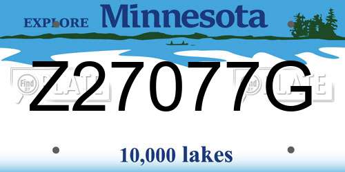 Z27077G Minnesota License Plate