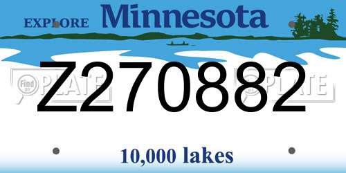 Z270882 Minnesota License Plate