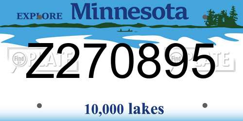 Z270895 Minnesota License Plate