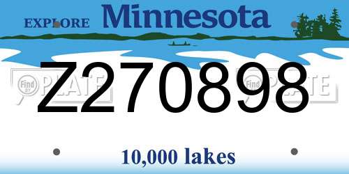 Z270898 Minnesota License Plate