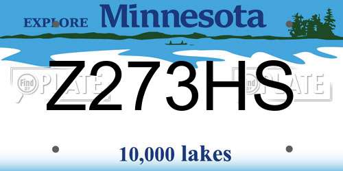 Z273HS Minnesota License Plate