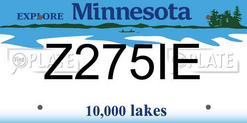 Z275IE Minnesota License Plate