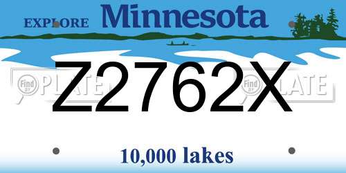 Z2762X Minnesota License Plate