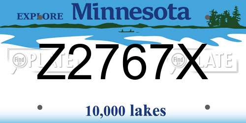 Z2767X Minnesota License Plate