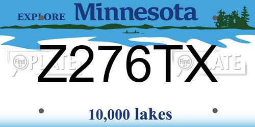 Z276TX Minnesota License Plate