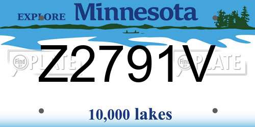 Z2791V Minnesota License Plate