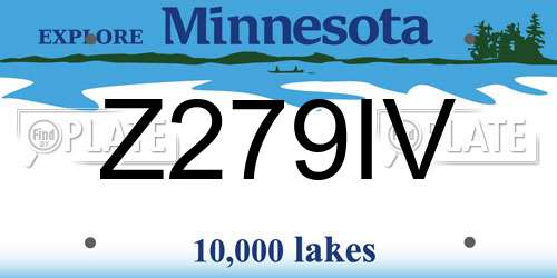 Z279IV Minnesota License Plate