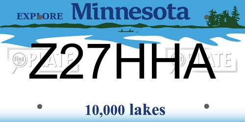 Z27HHA Minnesota License Plate