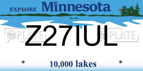 Z27IUL Minnesota License Plate