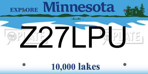 Z27LPU Minnesota License Plate