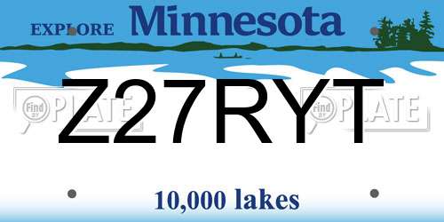 Z27RYT Minnesota License Plate