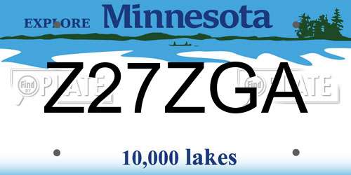 Z27ZGA Minnesota License Plate
