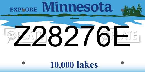 Z28276E Minnesota License Plate