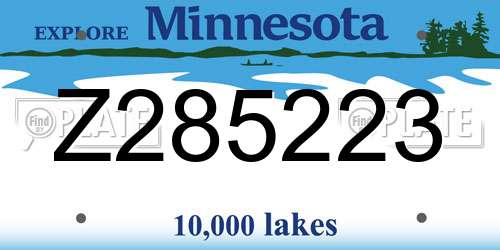 Z285223 Minnesota License Plate