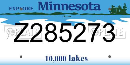 Z285273 Minnesota License Plate