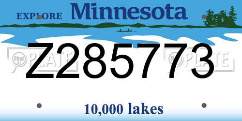 Z285773 Minnesota License Plate