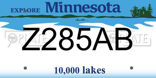 Z285AB Minnesota License Plate