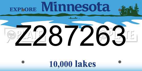 Z287263 Minnesota License Plate