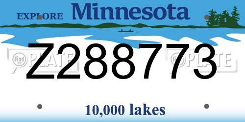 Z288773 Minnesota License Plate