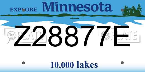 Z28877E Minnesota License Plate