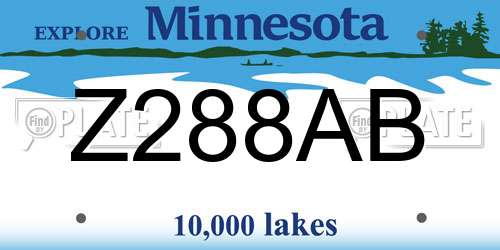 Z288AB Minnesota License Plate