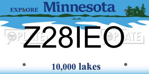 Z28IEO Minnesota License Plate