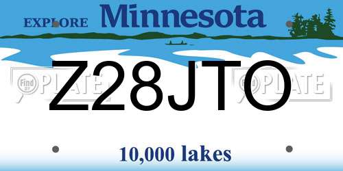 Z28JTO Minnesota License Plate