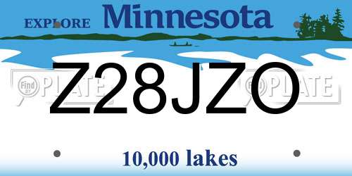 Z28JZO Minnesota License Plate