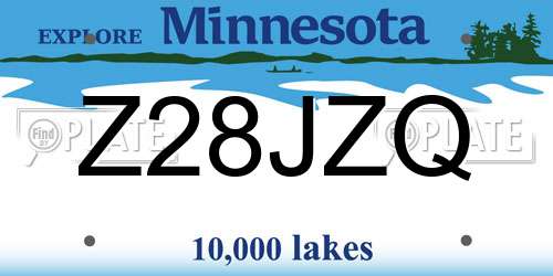 Z28JZQ Minnesota License Plate