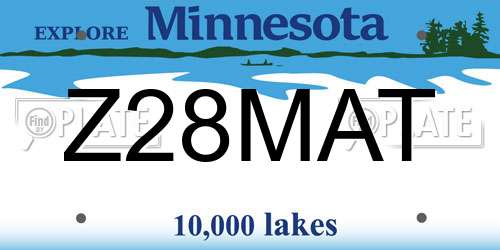 Z28MAT Minnesota License Plate