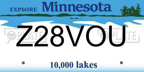 Z28VOU Minnesota License Plate