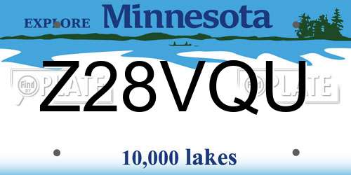 Z28VQU Minnesota License Plate