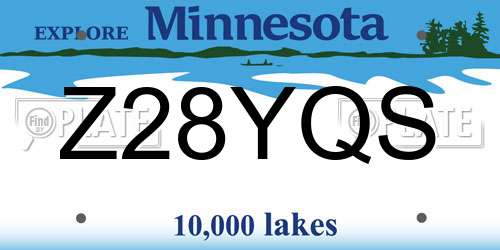 Z28YQS Minnesota License Plate