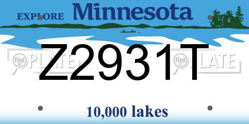 Z2931T Minnesota License Plate