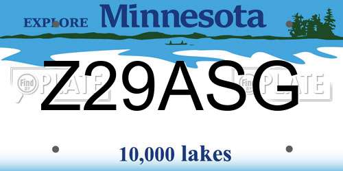 Z29ASG Minnesota License Plate