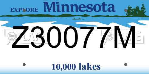 Z30077M Minnesota License Plate