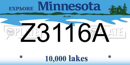 Z3116A Minnesota License Plate