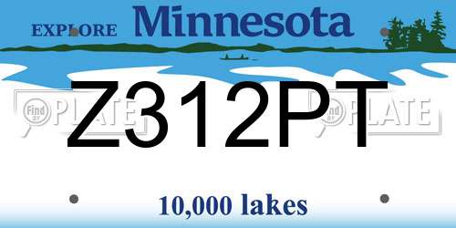 Z312PT Minnesota License Plate