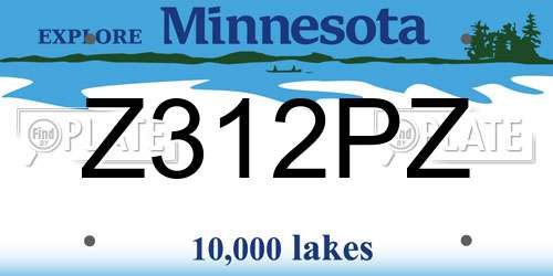 Z312PZ Minnesota License Plate