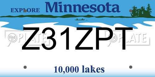 Z31ZPT Minnesota License Plate