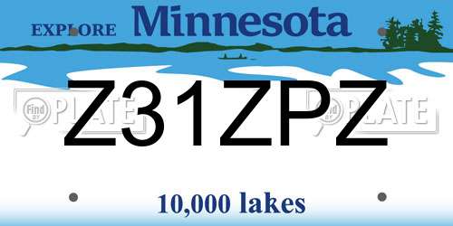 Z31ZPZ Minnesota License Plate