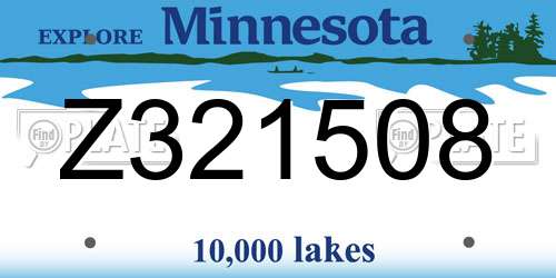 Z321508 Minnesota License Plate
