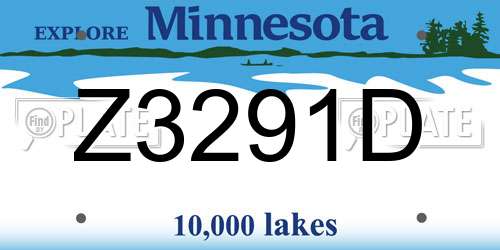 Z3291D Minnesota License Plate