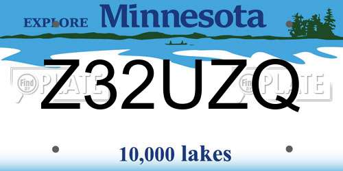 Z32UZQ Minnesota License Plate