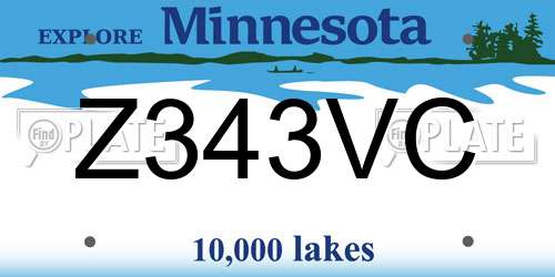 Z343VC Minnesota License Plate