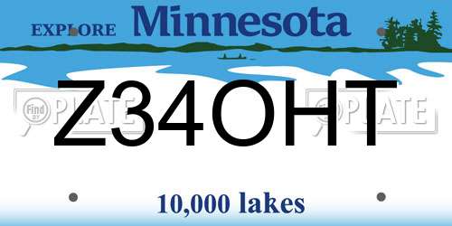 Z34OHT Minnesota License Plate
