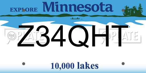 Z34QHT Minnesota License Plate