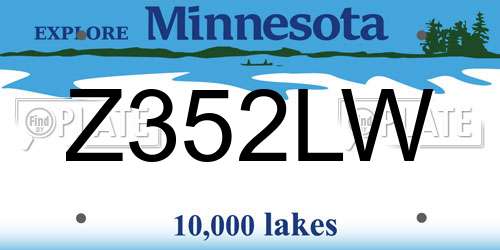 Z352LW Minnesota License Plate